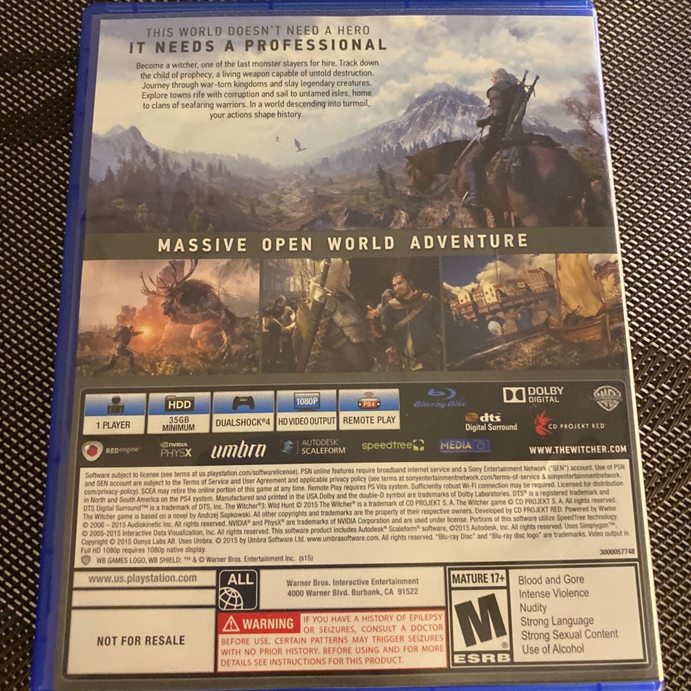 PS4 game the Witcher - Picture 3 of 3
